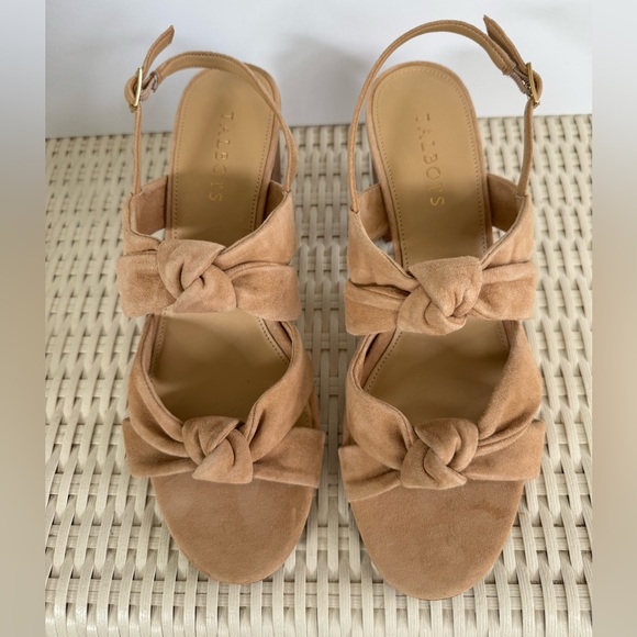 Talbots Shoes - New Talbots Beatrice Knot Sandal 10M Light Toffee Tan Women's Heeled Suede Shoes